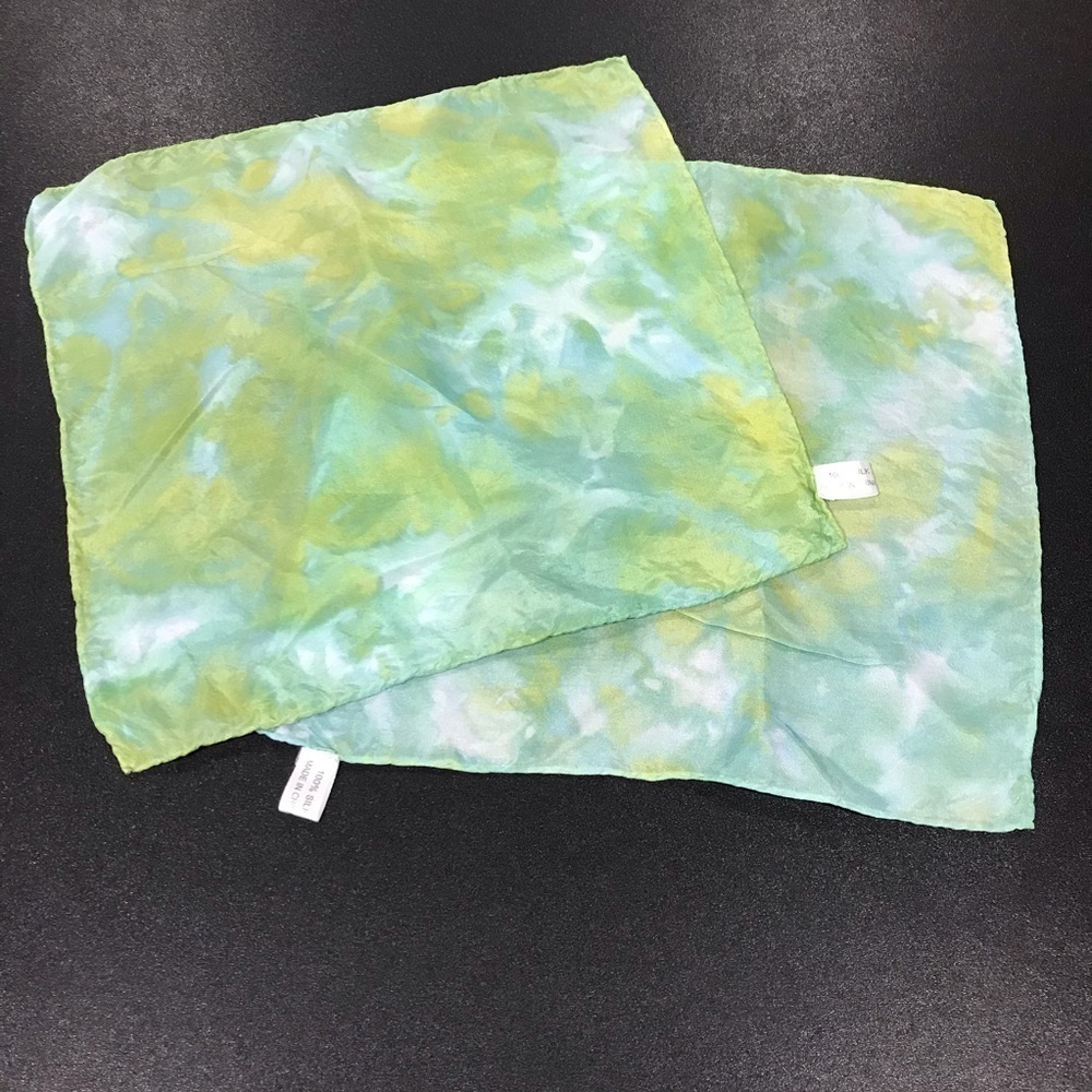 2 silk handkerchiefs tie dye marbled gorgeous artwork Victorian cosplay